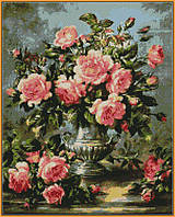 Алмазная мозаика Babylon Розовые розы в серебряной вазе ST1117 40х50см на подрамнике
