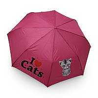 Детский складной зонтик Toprain полуавтомат с кошками на 10 - 16 лет #0208911