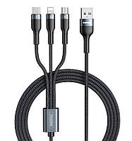 Кабель REMAX Combo Lightning / Micro USB / Type-C Sury 2 Series 3-in-1 Cable RC-070th |1.2m, 2A| black