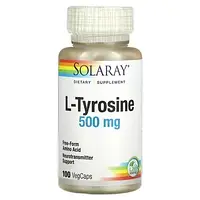Solaray, L-тирозин, 500 мг, 100 растительных капсул в Украине