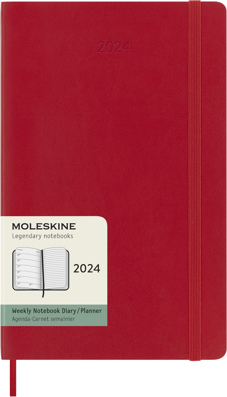 Щотижневик Moleskine 2024 середній 13х21 см червоний м’яка обкладинка (8056598856675)