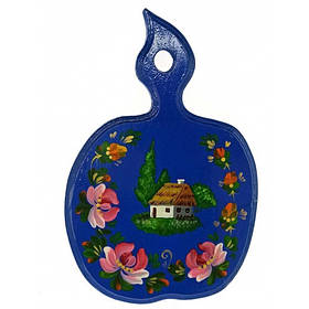 Дошка кухонна дерев'яна з ручним розписом декоративна 28×17,5×1,8см Хатка