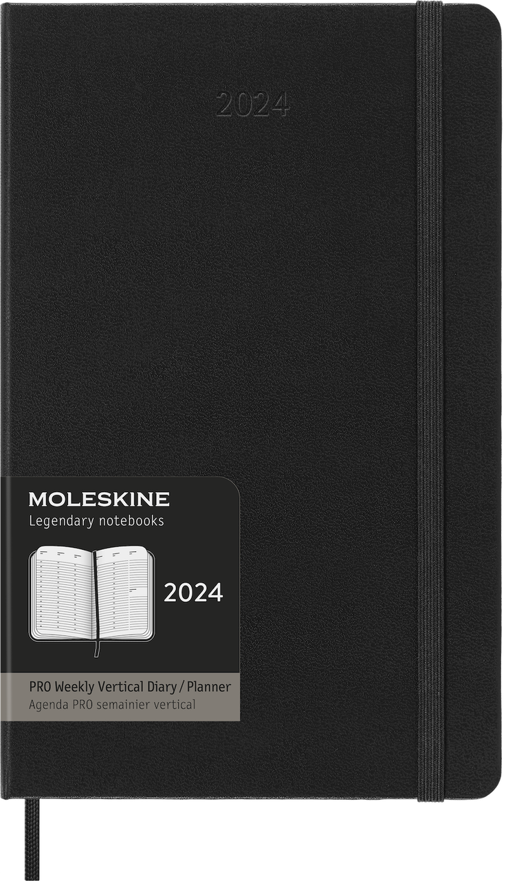 Щотижневик Moleskine 2024 вертикальний PRO середній 13х21 см чорний (8056598856590)
