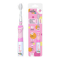 Электрическая детская звуковая зубная щетка розовая Vega Kids VK-400P LIGHT-UP зубная щетка для детей с 5 лет