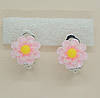 Сережки кліпси дитячі для вух без пробивання квітка Жоржина рожева з жовтою, фото 2