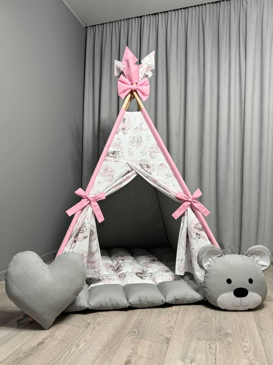 Вігвам Ведмежа БОНБОН Повний комплект, вігвам дитячий, вігвам для дівчинки, вігвам для дітей, дитяча палатка, дитячий намет - фото 1 - id-p1292216247