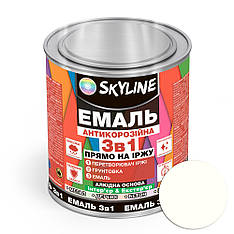 Емаль алкідна 3 в 1 по іржі антикорозійна «Skyline» Білий 0.9 кг