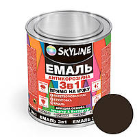 Эмаль алкидная 3 в 1 по ржавчине антикоррозионная «Skyline» Темно-коричневый 0.9 кг от Latinta