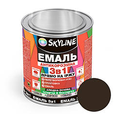 Емаль алкідна 3 в 1 по іржі антикорозійна «Skyline» Темно-коричневий 0.9 кг від Latinta