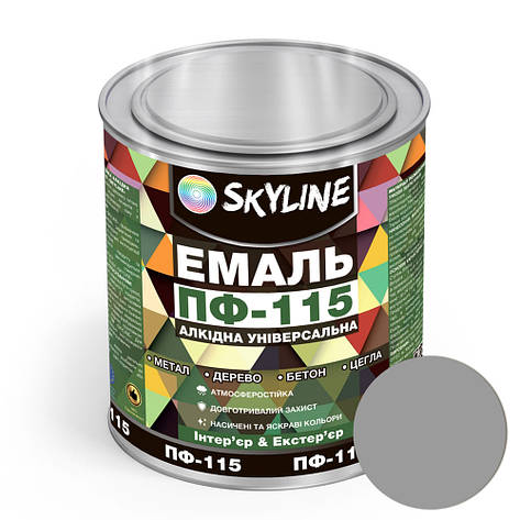Емаль ПФ-115 алкідна універсальна атмосферостійка «Skyline» Світло-сірий 2.5 кг, фото 1