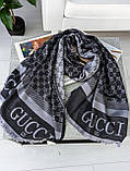 Палантин шарф GUCCI жіночий шарф-гручі темно-синій, фото 4