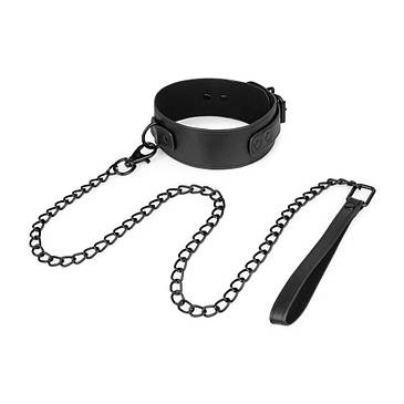 Нашийник з повідцем Bedroom Fantasies: Faux Leather Collar & Chain, фото 1