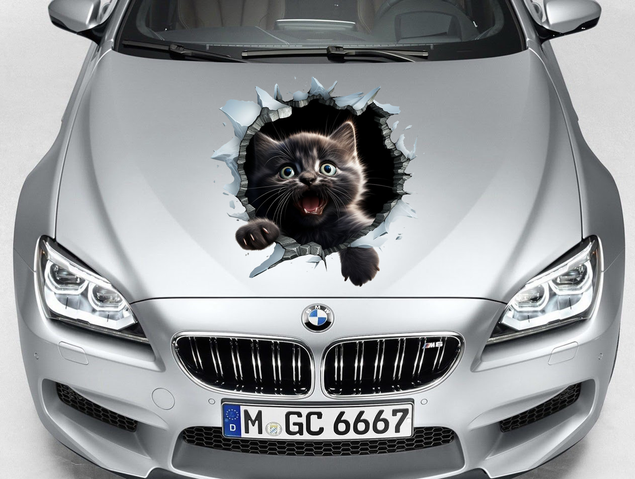 Смішна Вінілова Наклейка з кошеням, Безпека, Кузов, Плівка. 30*30 см.