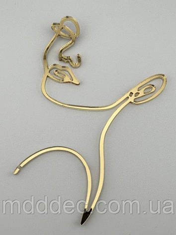 Топпер акриловий контур обличчя дівчини, торцевий дзеркальний топер для торта силует дівчини, фото 1