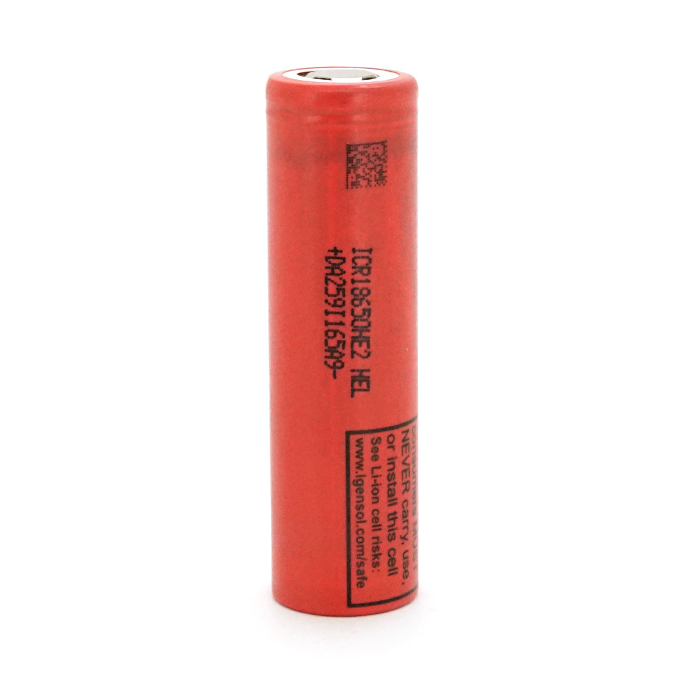 DR Акумулятор 18650 Li-Ion LG ICR18650HE2 (LG HE2), 2500 mAh, 20A, 4.2/3.6/2.0V, Red