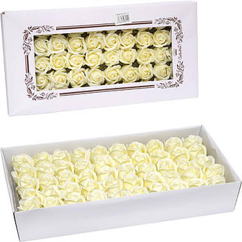 Подарункове мило для декору та подарунків 50 штук у вигляді Білої Троянди 81-11 в упаковці 50 шт