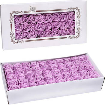 Подарункове мило для декору та подарунків 50 штук у вигляді Бузкової Троянди 81-16 в упаковці 50 шт