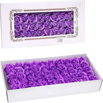 Подарункове мило для декору та подарунків 50 штук у вигляді Фіолетової Троянди 81-8 в упаковці 50 шт