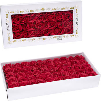 Подарункове мило для декору та подарунків 50 штук у вигляді Червоної Троянди 81-1 в упаковці 50 шт