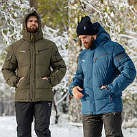 Куртка мужская, зимняя, большого размера, утепленная холлофайбером 300, с капюшоном, до 56р, комфортная