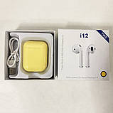 Бездротові навушники bluetooth-навушники i12 5.0 з кейсом. WE-441 Колір жовтий, фото 10