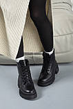 Шкіряні жіночі зимові черевики чорні на шнурівці та бічною блискавкою утеплені на хутрі, фото 5