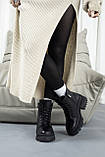 Шкіряні жіночі зимові черевики чорні на шнурівці та бічною блискавкою утеплені на хутрі, фото 7
