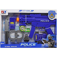 Поліцейський набір автомат зі світлозвуковими ефектами, наручники, бінокль, годинник, рація, ніж, у коробці [t
