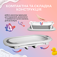 Дитяча ванночка для купання (складна з термометром і подушкою) A1 EB-211P Біло-рожева, фото 5