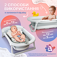 Дитяча ванночка для купання (складна з термометром і подушкою) A1 EB-211P Біло-рожева, фото 8