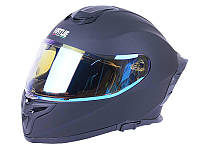 Шлем мотоциклетный кроссовый MD-820-1 VIRTUE (черный матовый, стекло синий хамелеон, size S)