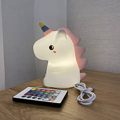 Дитячий нічник світильник "Єдиноріг" сенсорний LED c WOW ефектом USB-зарядка, пульт