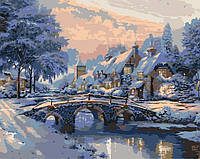 Картина по номерам Рождественский зимний пейзаж 40*50 см Оригами LW 3254