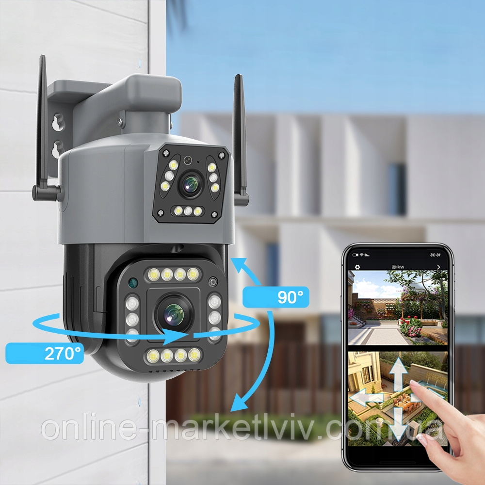 Уличная IP камера видеонаблюдения 8Мп, 2 объектива, Qettopo V380 /  Поворотная WiFi камера наблюдения (ID#2040038407), цена: 1856 ?, купить на  Prom.ua