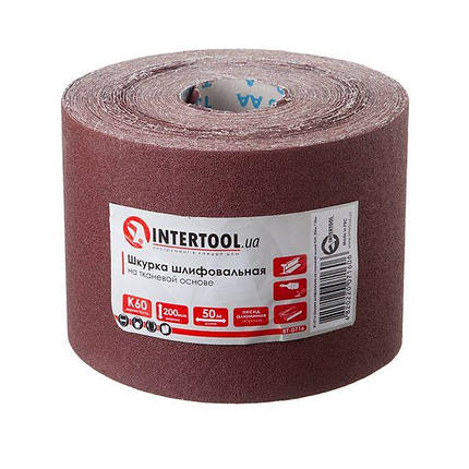 Шкірка шліфувальна на тканинній основі К60, 50 м INTERTOOL BT-0716, фото 3