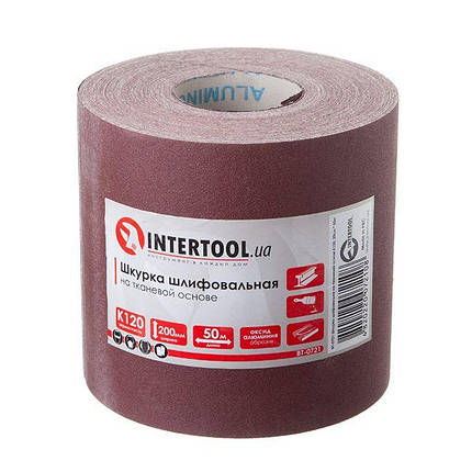 Шкурка шліфувальна на тканинній основі К120, 20cм x 50м INTERTOOL BT-0721, фото 3