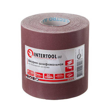 Шкурка шліфувальна на тканинній основі К150, 20cм x 50м INTERTOOL BT-0722, фото 3