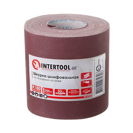 Шкірка шліфувальна на тканинній основі К180, 50 м INTERTOOL BT-0723, фото 3