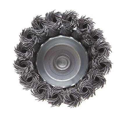 Щітка чашкова 75 мм для дриля, 1/4" (пучки крученого дроту) INTERTOOL BT-3075, фото 3