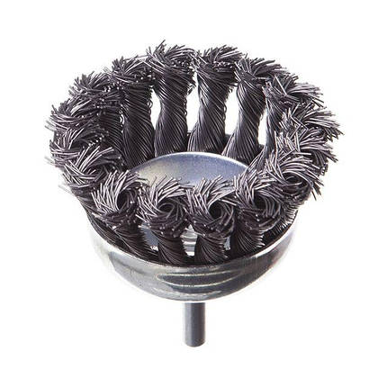 Щітка чашкова 75 мм для дриля, 1/4" (пучки крученого дроту) INTERTOOL BT-3075, фото 4