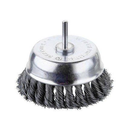 Щітка чашкова 100 мм для дриля, 1/4" (пучки плетеного дроту) INTERTOOL BT-3100, фото 1