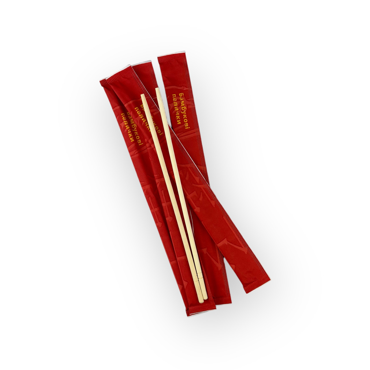 Бамбукові палички для суші та азіатської кухні в червоній індивідуальній упаковці, круглі  (1/уп/50/шт)