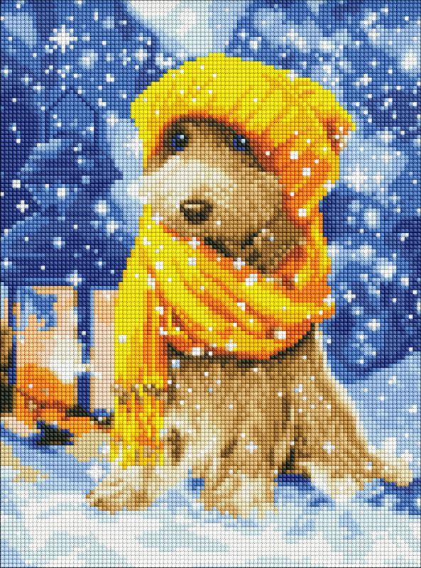 KMAMC7770 Набір з алмазною мозаїкою без підрамника Пухнастий друг з АВ стразами 30х40см