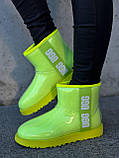 Уги жіночі Ugg Classic Mini Clear Sulfur лимонні лакові теплі короткі стильні преміум, фото 6