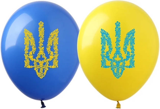 Повітряні кульки Патріотичні Тризуб Візерунок Україна | Жовтий блакитний, фото 1