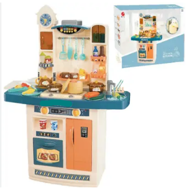 Дитяча багатофункціональна ігрова кухня "Mega Kitchen" 898/998 A-В 100 см із водою та парою (синя) 56 еліментів