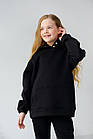 Дитячий флісовий спортивний костюм зимовий чорний Комплект оверсайз Худі + Штани на зиму, фото 4