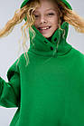 Дитячий флісовий спортивний костюм зимовий зелений Комплект оверсайз Худі + Штани на зиму, фото 9