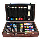 Набір для малювання 143 предметів, в дерев'яній валізі / Дитячий набір для творчості / Набір юного художника, фото 3