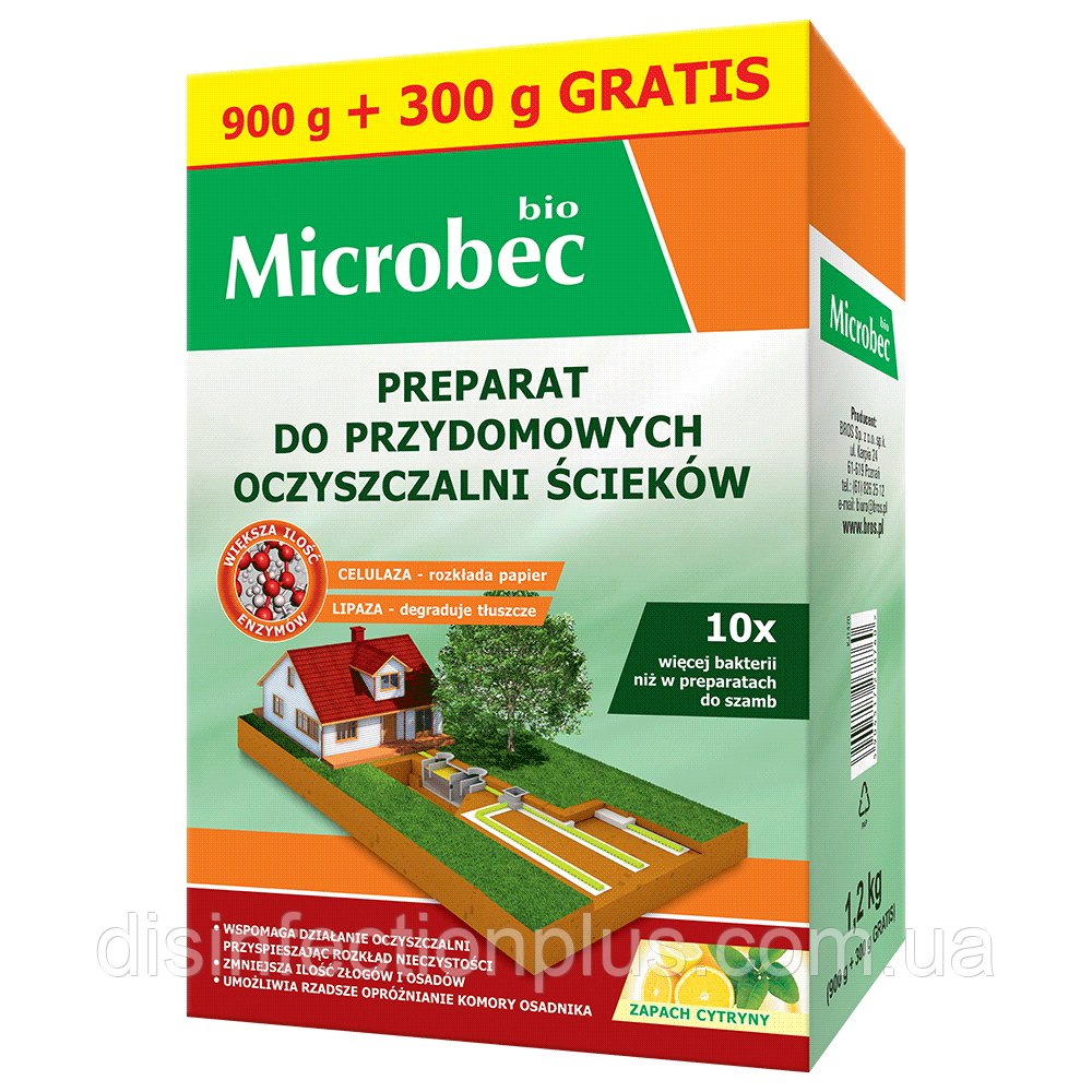 Порошок Microbec Bio з запахом лимона для вигрібних ям 1.2 кг Польща